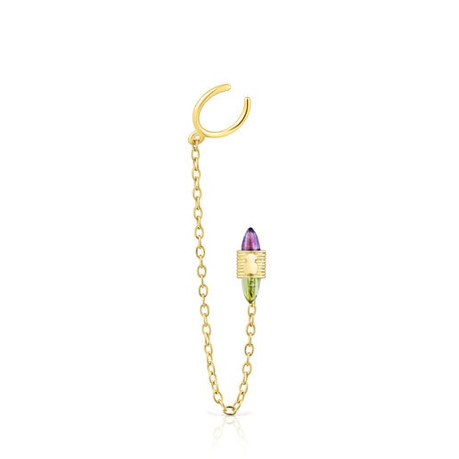 Tous Chain Lure Gold with earcuff gemstones