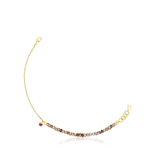 Gold TOUS Cool Joy Bracelet with smoky quartz and rhodolite | 