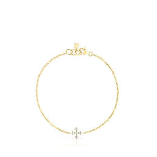 Tous Bolsas Gold Cross bracelet with Les diamonds Classiques