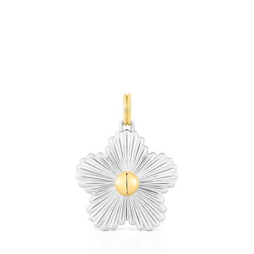 Colonia Tous Silver and silver pendant Iris flower Motif vermeil