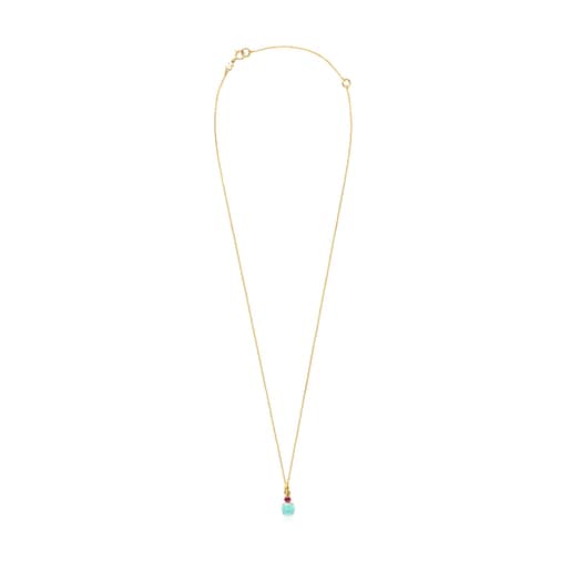 Colonia Tous Mini Ivette Necklace Gold with Amazonite in Ruby and