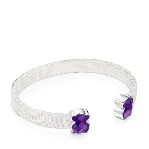 Silver Mesh Color Bracelet with Amethyst | 