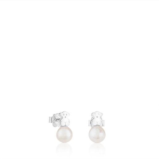 Silver TOUS Puppies Earrings with pearls | 