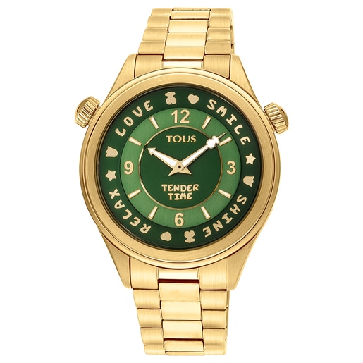 Tous Tender steel Watch with Stainless Time green dial