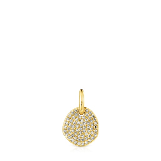 Small Gold Nenufar Pendant with Diamonds | 