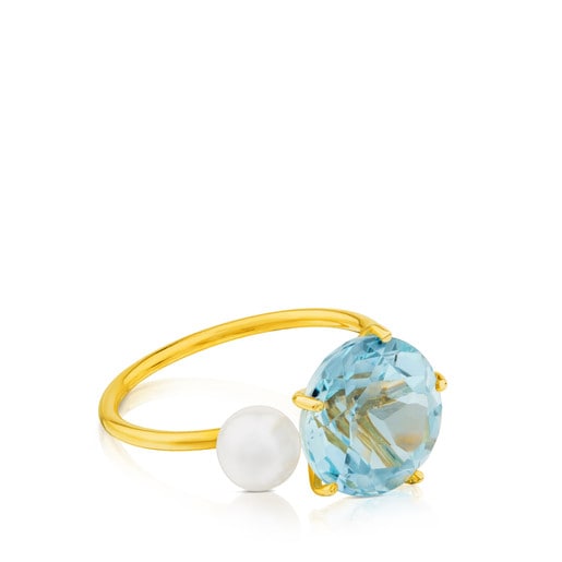 Anillos Tous Ivette Ring in Topaz and Pearl Gold with