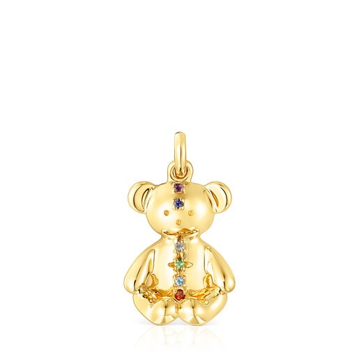 Tous Silver Bear Teddy with Pendant gemstones vermeil