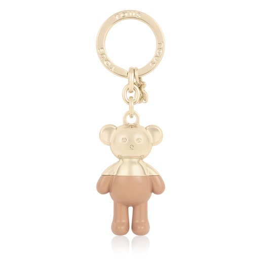 Pulseras Más Vendidas Tous Gold and taupe-colored Teddy Key Bear ring