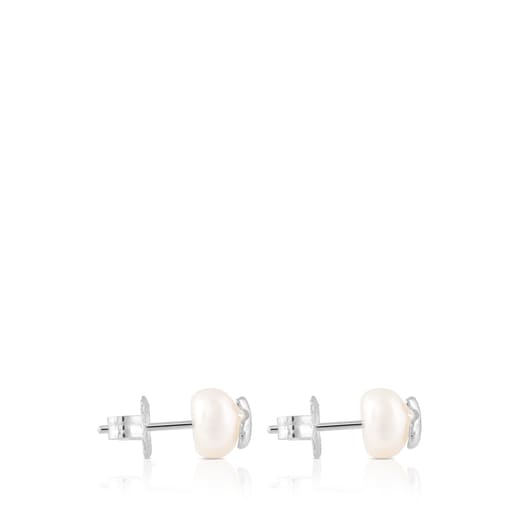 Tous Perfume Silver TOUS Bear Pearl Earrings with