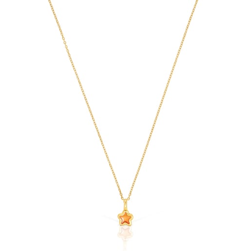 Silver vermeil Gregal orange flower necklace | 
