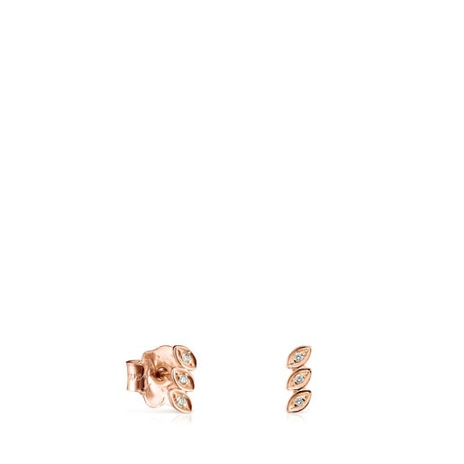 Tous Rose gold Earrings in Riviere with Diamonds