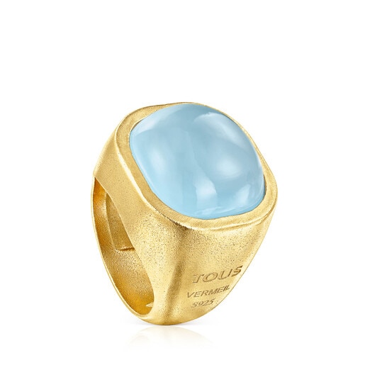 Anillos Tous Silver vermeil Nattfall Ring with chalcedony