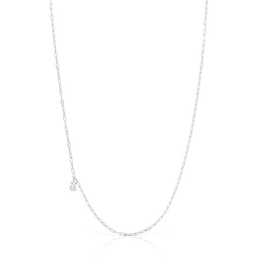 Silver Bold Bear Necklace with oval rings | 