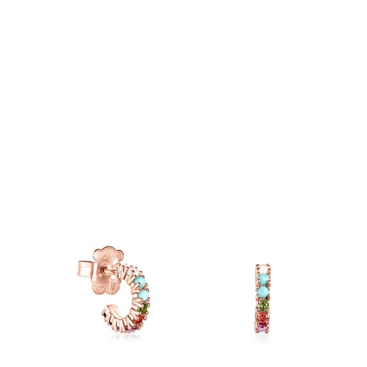 Small Straight Rose Vermeil Earrings with Gemstones | 