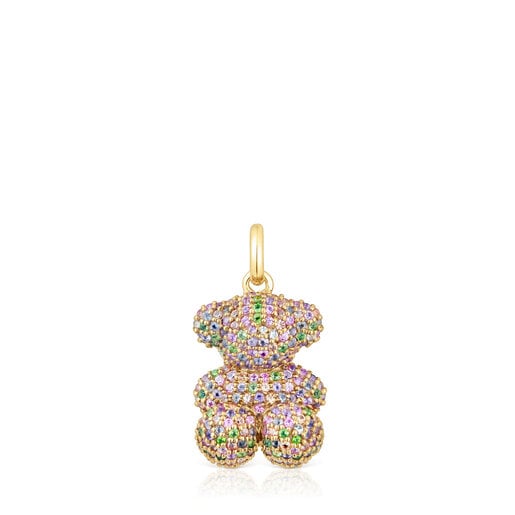 Gemstone and gold Bold Bear pendant