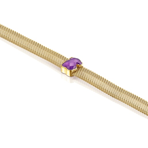 Tous Pulseras Gold-colored IP Steel Color with Necklace Amethyst Mesh