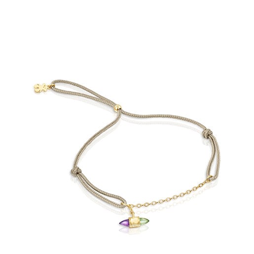 Nylon and gold Lure Bracelet with gemstones | 