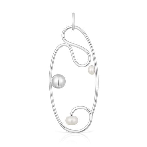 Colonia Tous Large silver Tsuri Pendant with pearls cultured