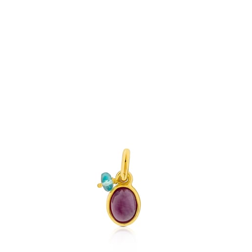 Tous with and glass filled Vermeil Silver Apatite Tiny Pendant Ruby