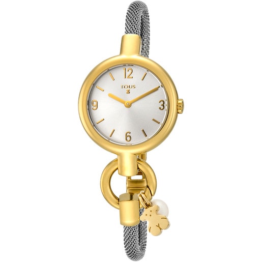 Tous Gold-colored Charms strap steel IP Steel Hold Watch with