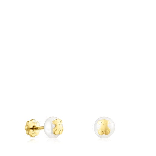 Tous Earrings Pearls Bear with Gold TOUS