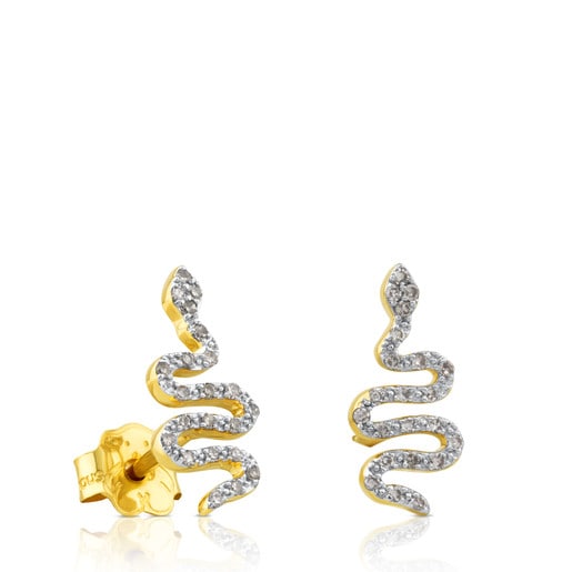 Tous Perfume Gold Gem Power Earrings with Diamonds Sneak motif