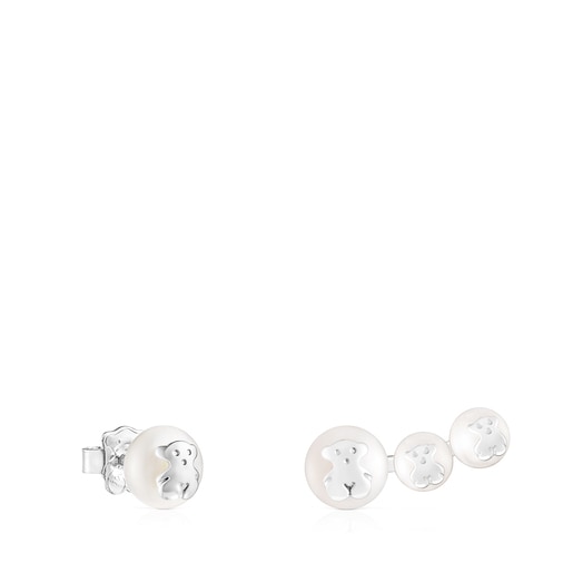 Bolsas Tous Silver and Pearl Icon Pearl Earrings