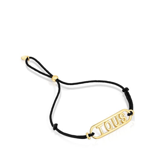Tous Bracelet Logo silver vermeil nylon Black with