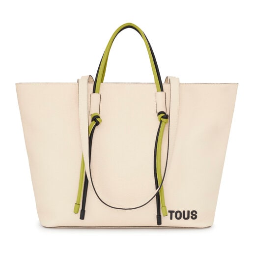Large beige leather Tote bag TOUS Lynn | 