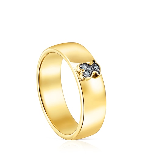 Silver Vermeil Nocturne Ring with Diamond bear | 
