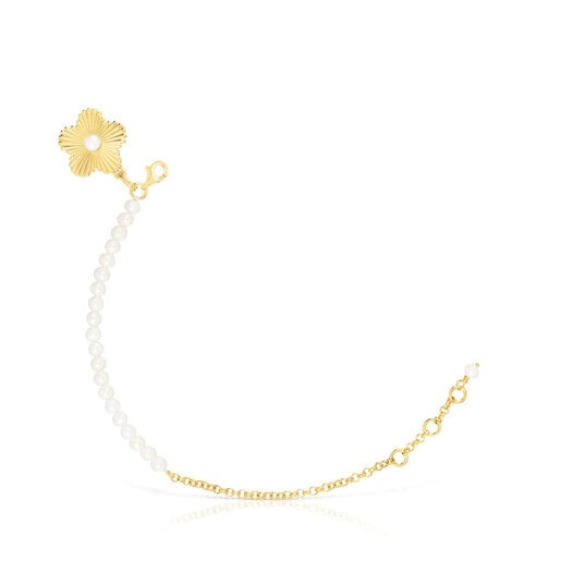 Tous Iris Bracelet with vermeil Silver Motif pearls flower cultured