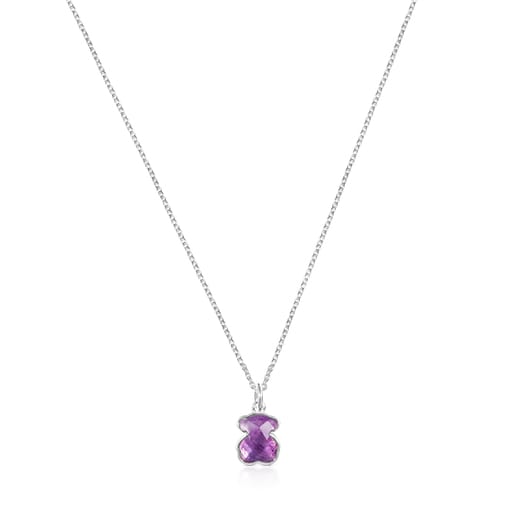 Tous Silver Amethyst Color Necklace and Icon