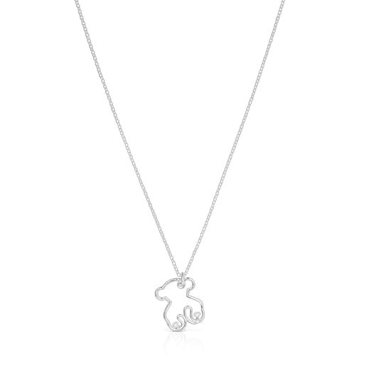 Tous Pulseras Silver Tsuri Bear necklace with pearls cultured