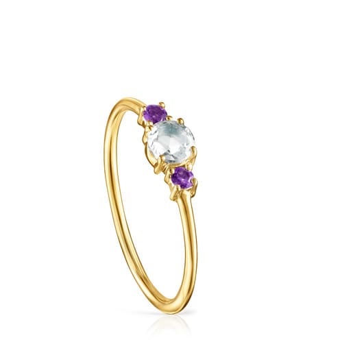 Mini TOUS Ivette Ring in Gold with Prasiolite and Amethyst | 