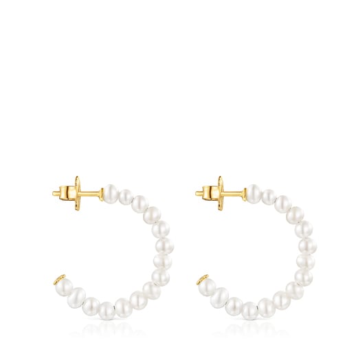 Tous Perfume Small Gloss hoop Earrings Pearls with