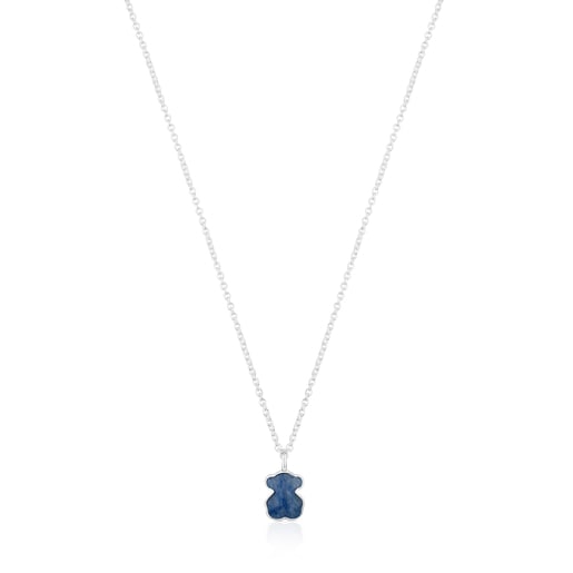 Silver New Color Necklace with Quartz with Dumortierite | 
