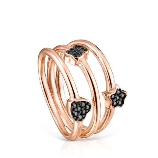 TOUS Motif Ring in Rose Silver Vermeil with Spinels