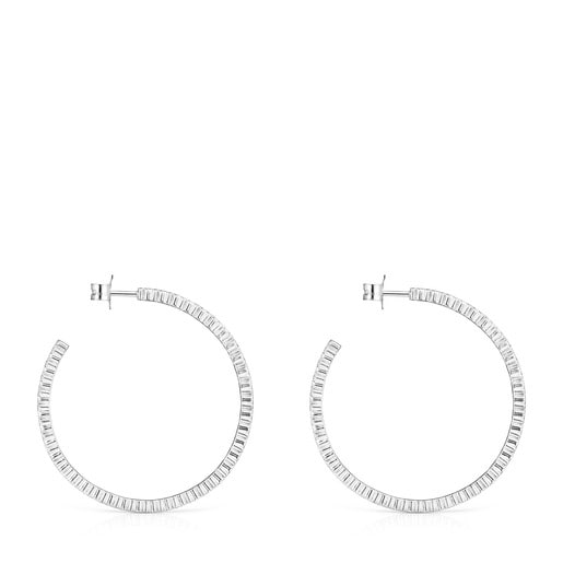 Tous Perfume Large Silver Earrings Straight disc