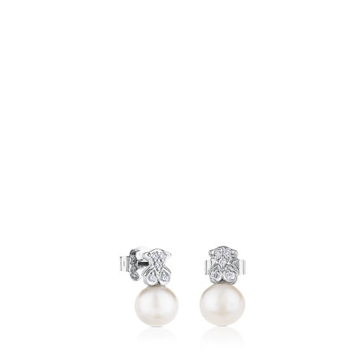 Tous Earrings White Puppies Gold