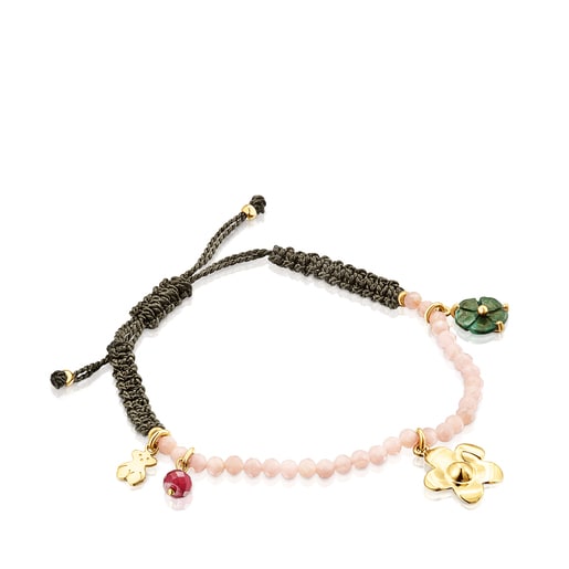 Silver Vermeil Fragile Nature Bracelet with Gemstones and Cord | 