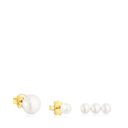 Bolsas Tous Set of Gloss Earrings with Pearls
