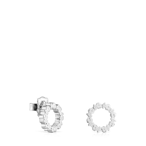 Tous Straight disc Small Silver Earrings