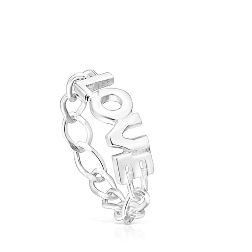 Silver TOUS Crossword Love Ring | 