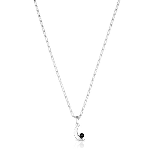 Tous Pulseras Silver Magic Nature moon Necklace onyx with