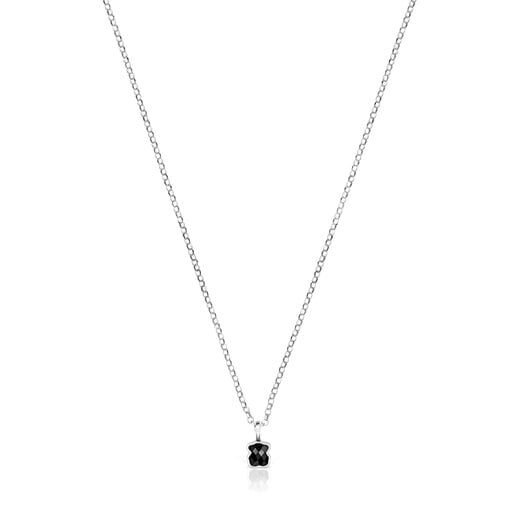 TOUS Mini Onix Necklace in Silver with Onyx 0,4cm. | 