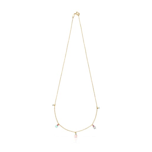 Tous Pulseras Mini Ivette Necklace in with Gemstones Gold