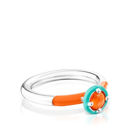Anillos Tous Silver TOUS Vibrant carnelian with enamel Colors Ring and