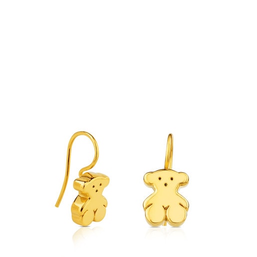Gold Sweet Dolls Earrings with Bear motif. Hook back.
