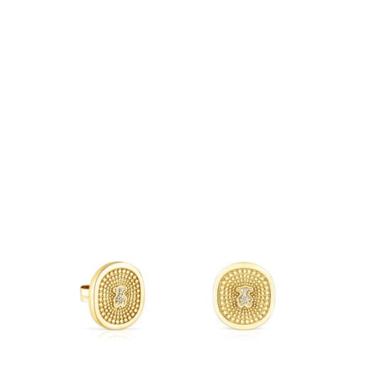 Tous Perfume Gold Oursin with diamonds Earrings 0.02ct