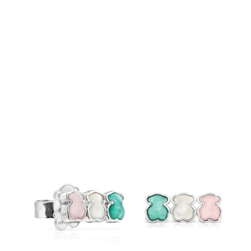 Tous Perfume TOUS Mini Color Earrings in 1,2cm. with Gemstones Silver
